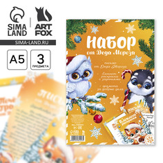 Подарочный набор новогодний, блокнот-раскраска, грамота, письмо от деда мороза Art Fox