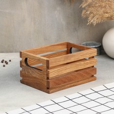 Органайзер деревянный для кухонных принадлежностей adelica, с ручками и рейками, 17×12×9 см, дуб