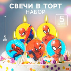 Свеча в торт набор, человек-паук, набор 5 шт. Marvel