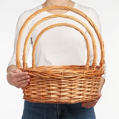 Набор плетеных корзин (ива), 39х14/40 см, 30х12/35 см, 25х10/30 см, 3 шт., светло-коричневый No Brand