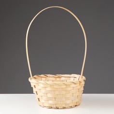 Корзина плетеная бамбук, d19хh9/32 см, натуральный No Brand