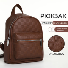Рюкзак женский на молнии, цвет коричневый No Brand