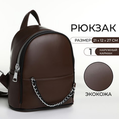 Рюкзак женский на молнии, цвет коричневый No Brand