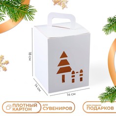 Коробка сборная подарочная, новогодняя упаковка, 14 х 14 х 18. Upak Land