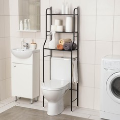 Стеллаж над унитазом, 47×25×152 см, цвет черный Доляна