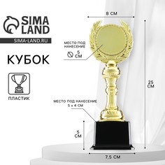 Кубок 068, наградная фигура, золото, подставка пластик, 25 x 8 x 7,5 см. Командор