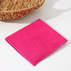 Салфетка универсальная доляна, тряпка для уборки, 220 г/м², 30×30 см, микрофибра, c оверлоком, розовая