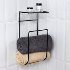 Держатель для полотенец с полкой, 15,5×12,5×33,5 см, черный No Brand