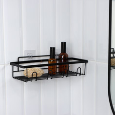 Полка для ванной прямая, 33×12×9 см, черная No Brand