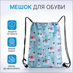 Мешок для обуви, отдел на шнурке, цвет голубой, No Brand