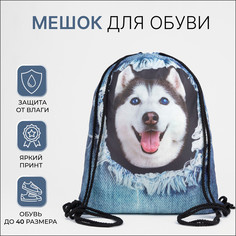 Мешок для обуви на шнурке, цвет голубой No Brand