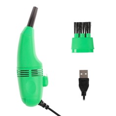 Usb пылесос luazon mr-01, для пк, с насадками, usb, зеленый