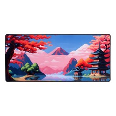 Коврик для мыши, 40х90х0.3 см, оверлок, пагода в стиле pixel art No Brand