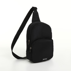 Сумка-слинг на молнии textura, наружный карман, цвет черный