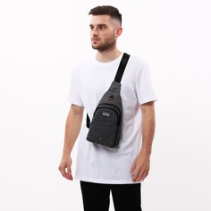 Сумка-слинг мужская из текстиля, цвет серый No Brand