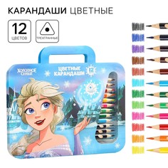 Цветные карандаши, 12 цветов, трехгранные, холодное сердце Disney