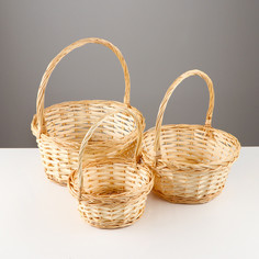 Набор корзин, 3 шт, 33×15×35 см, 28×13×27 см, 24×12×22 см, ива No Brand
