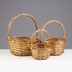Набор корзин, 3 шт, 25×12/29 см, 21×10/25 см, 17×9/20 см, ива No Brand