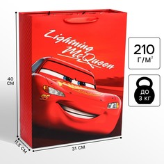 Пакет подарочный, 31х40х11.5 см, упаковка, тачки Disney
