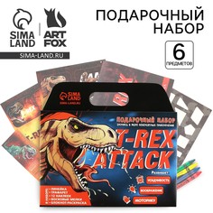 Подарочный набор блокнот-раскраска, трафарет, цветные мелки, линейка Art Fox