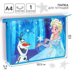 Папка пластиковая для тетрадей а4, на молнии, холодное сердце Disney