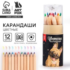 Цветные карандаши мини в тубусе, 12 шт Art Fox