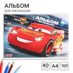 Альбом для рисования а4, 40 листов, склейка, тачки Disney
