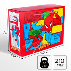 Пакет-коробка, 40 х 30 х 15 см, упаковка, человек-паук Marvel