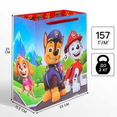 Пакет подарочный, 23х27х11.5 см, упаковка, щенячий патруль PAW Patrol