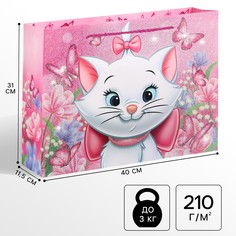 Пакет подарочный ламинированный с блестками, коты аристократы, 40х31х11,5 см Disney