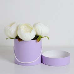 Подарочная коробка, круглая, лавандовая,с шнурком, 12 х 12 см No Brand