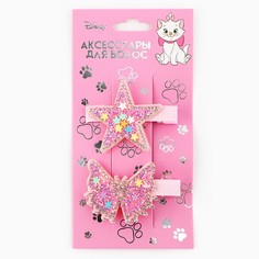 Заколка для волос, бабочка, звезда, 2 шт, 5.5 см, коты аристократы Disney