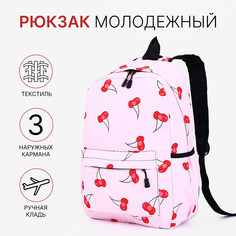 Рюкзак школьный на молнии, наружный карман, цвет розовый No Brand
