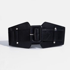 Ремень женский, ширина 7,5 см, пряжка металл, цвет черный No Brand
