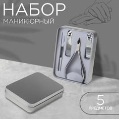 Набор маникюрный, 5 предметов, в металлическом футляре, цвет серебристый Queen Fair