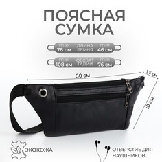 Поясная сумка на молнии, 2 наружных кармана, цвет черный No Brand