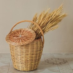 Корзина овощная круглая высокая с крышкой, 300х300/250/370 мм No Brand