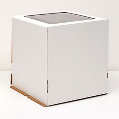Коробка под торт с окном, белая, 26,5 х 26,5 х 29 см Upak Land