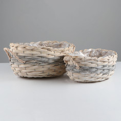 Набор корзин из 2 шт, 33x26xh17 см, 26x19xh14 см, тополь No Brand