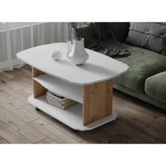 Журнальный стол консул-2, 1000х650х560, белый/дуб крафт золотой No Brand