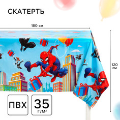 Скатерть одноразовая праздничная 120х180 см, 35 мкр, человек-паук Marvel