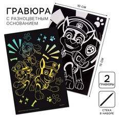 Гравюра детская, 2 штуки, со стекой, щенячий патруль PAW Patrol