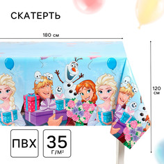 Скатерть одноразовая праздничная 120х180 см, 35 мкр, холодное сердце Disney