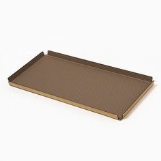 Поднос металл, экокожа прямоугольный 37,5 х 18,5 см, цвет коричневый No Brand