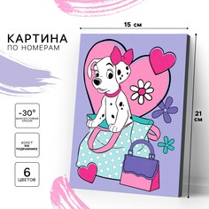 Картина по номерам для детей, 21х15 см, 101 далматинец Disney