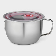 Кружка из нержавеющей стали с вакуумной крышкой, 1,3 л, d=15 см No Brand