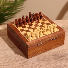 Игра настольная 2в1 (шахматы + бэкгэммон) 15,5х15,5х5 см, дерево шишам No Brand