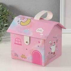 Шкатулка кожзам для украшений домик No Brand