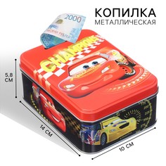 Копилка 14х10х5.8 см, металл, тачки Disney
