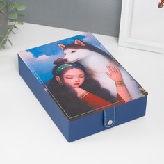 Шкатулка кожзам для украшений с зеркалом No Brand